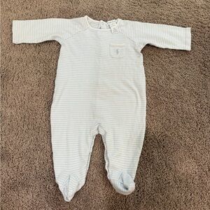 Ralph Lauren Soft Gray and White Striped Footie